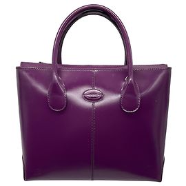 mala tote Tod's em couro brilhante roxo com alças duplas superiores