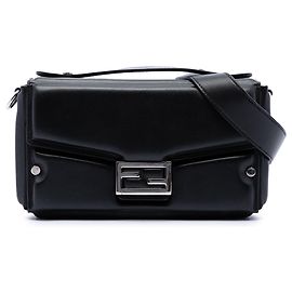 Fendi Soft Trunk Baguette Satchel Tasche aus schwarzem Leder
