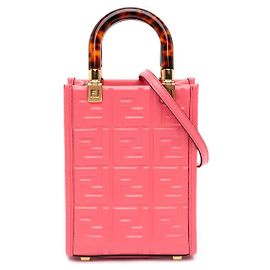 Bolsa Sunshine Fendi Mini Zucca em couro gofrado rosa