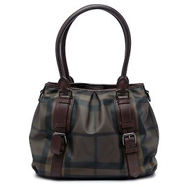 Brown Burberry Small Smoke Check Coated Canvas Northfield Satchel