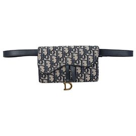 Autre Marque Borsa Cintura Saddle in tela Dior Oblique blu