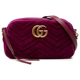 Borsa a tracolla Gucci Small GG Marmont Matelasse in velluto viola