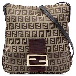 Bolsa tiracolo Fendi Zucchino Canvas castanha