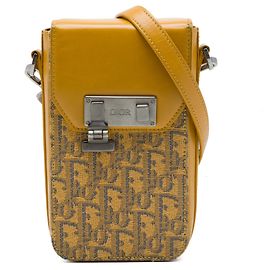 Autre Marque Bandolera porta móvil Dior Oblique en jacquard amarillo con cierre