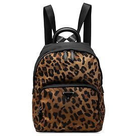 Prada Rucksack aus Tessuto mit Leopardenprint in Braun