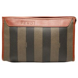 Clutch para cosméticos Fendi Pequin de lona revestida marrón