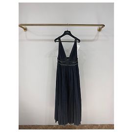 Autre Marque Abito Dior in denim nero plissé con spalline