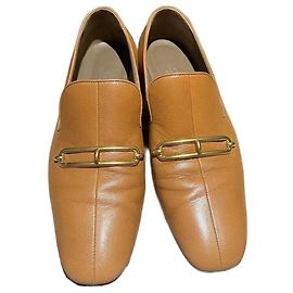 Bailarinas Hermès Roulis de cuero marrón