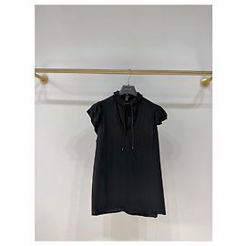 Louis Vuitton Black Viscose Top with Lace Collar
