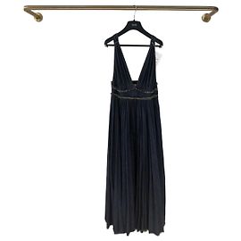 Autre Marque Dior Kleid aus schwarzem Denim plissiert