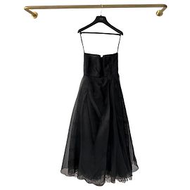 Autre Marque Vestido de noite Dior em tule preto sem alças estilo wrap