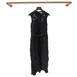 Autre Marque Dior Kleid schwarz aus Baumwolle mit Libellen Stickerei