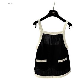 Chanel Camisole Top Viskose Mehrfarbig Schwarz Weiß