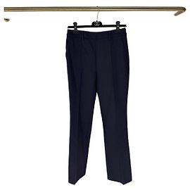 Calças Prada Navy de Lã Corte Cigarette