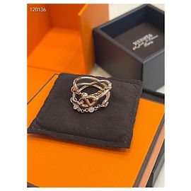 Anillo Hermès Pig nose en oro amarillo con strass