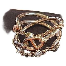 Bague Hermès Pig nose en or jaune et strass