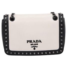 Prada Chain Flap Studded Glace Calf Small