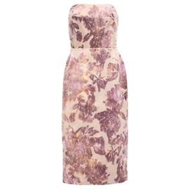 Dries Van Noten Vestido Sem Alças em Veludo Floral Outono 2023