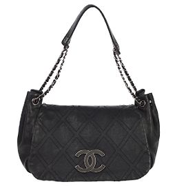 Chanel Diamond Stitch Accordion Flap Quilted Calfskin Large
