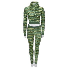 Completo top con collo a scialle e pantaloni in cashmere verde Chanel NWOT EU36/S usato