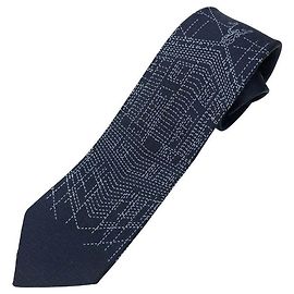 Hermès Corbata de seda Navy Hermes