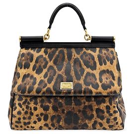 Dolce & Gabbana Miss Sicily Leopard Print Leather Medium