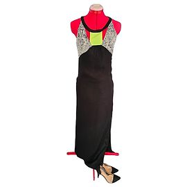 Autre Marque Naf Naf Vestido Maxi Negro Estampado Abstracto