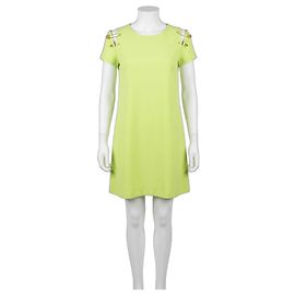 Versace Versus Abito Corto Verde Lime con Spille Dorate
