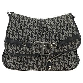 Christian Dior Vintage CD Flap Messenger Diorissimo Canvas Large