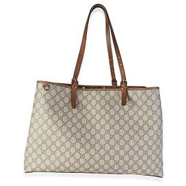 Sac Maxi Tote Gucci Beige Brown GG Supreme Monogram Emblem