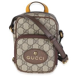 Borsa a tracolla mini Neo Vintage Gucci in tela GG Supreme beige e marrone