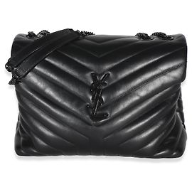 Autre Marque Saint Laurent Loulou Medium gesteppte Handtasche aus schwarzem Kalbsleder mit Y-Monogramm