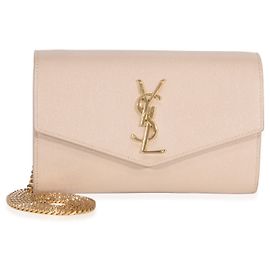 Autre Marque Saint Laurent Uptown Chain Wallet Dark Beige Grain De Poudre