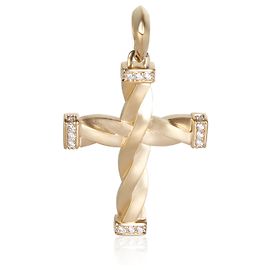 Pendente Croce Helios David Yurman in Oro Giallo e Diamanti