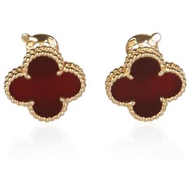Boucles d'oreilles Vintage Alhambra en or jaune et cornaline Van Cleef & Arpels