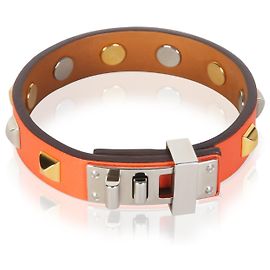Pulsera de tachuelas Mini Dog Clous Carrés chapada en oro Hermès
