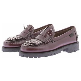 Weekend Max Mara Leder-Loafer mit Mikro-Nieten in Bordeaux