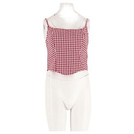 Top de algodão vermelho Guess