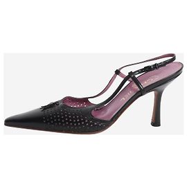 Chanel Black perforated leather slingback heels - size EU 38