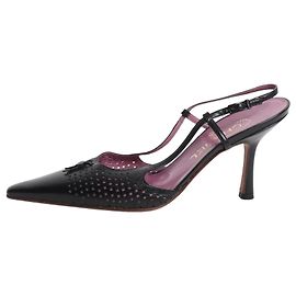 Chanel Décolleté slingback in pelle traforata nera - size EU 38