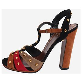 Gucci Sandales à talons cloutées en daim multicolore - size EU 38.5