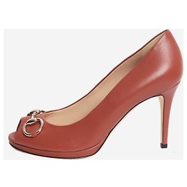 Gucci Mauve Horsebit Peep-Toe Pumps - Größe EU 38.5