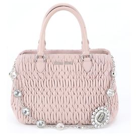 Borsa Tote Miu Miu Matelassé in pelle Nappa e cristalli