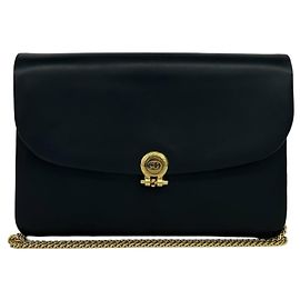 Christian Dior Vintage Schultertasche aus schwarzem Leder