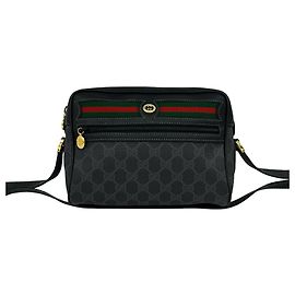 Gucci Vintage Sherry Line GG Logo Leder-Schultertasche