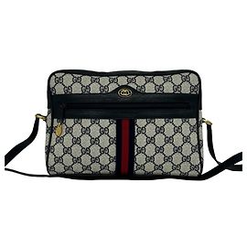 GUCCI Vintage Sherry Line GG Logo Leder-Schultertasche