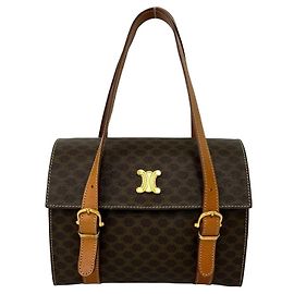 Céline Celine Vintage Macadam Blazon Pattern Mini Boston Tasche aus Leder
