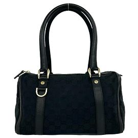 Gucci Mini Boston Bag aus schwarzem Canvas und Leder