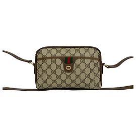 Bolsa de Ombro/Bolsa de Mão em Couro Gucci Vintage Sherry Line GG Logo