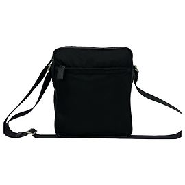 Prada Schultertasche aus Tessuto Pocono Nylon mit Dreiecks-Logo aus Metall